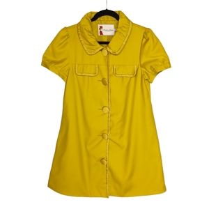 TWELVE BY TWELVE Yellow Green Puff Short Sleeve Button Front Tunic Jacket Large